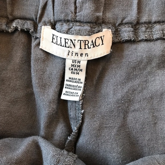Ellen Tracey 100% Linen Crop CapriPants  Gray Pull On with Pockets size M - Picture 8 of 14